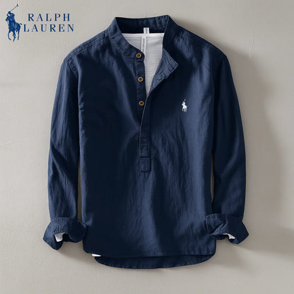 Premium Linen Shirt – Mandarin Collar